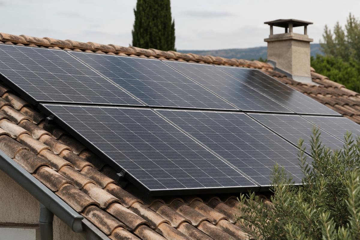 Panneaux photovoltaïques installés sur une toiture résidentielle